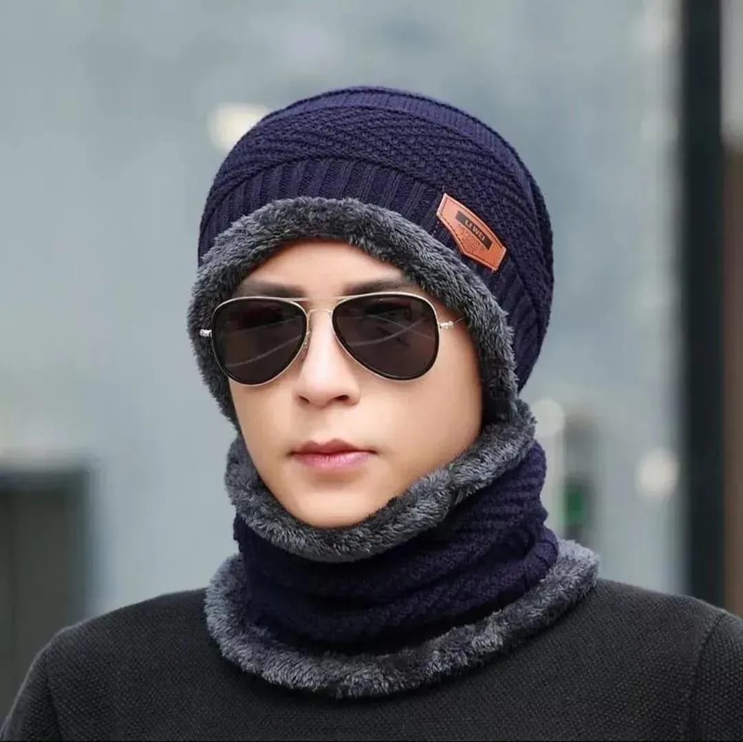 Beanie Wool Cap With Neck Warmer